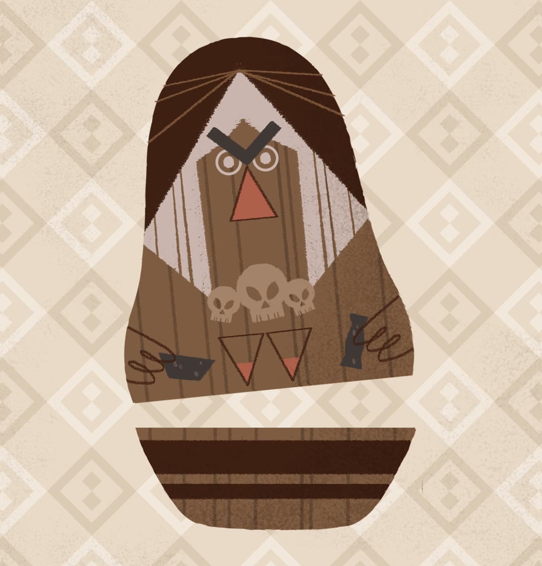 Get in mah belly!! Baba Yaga as a Matryoshka doll.