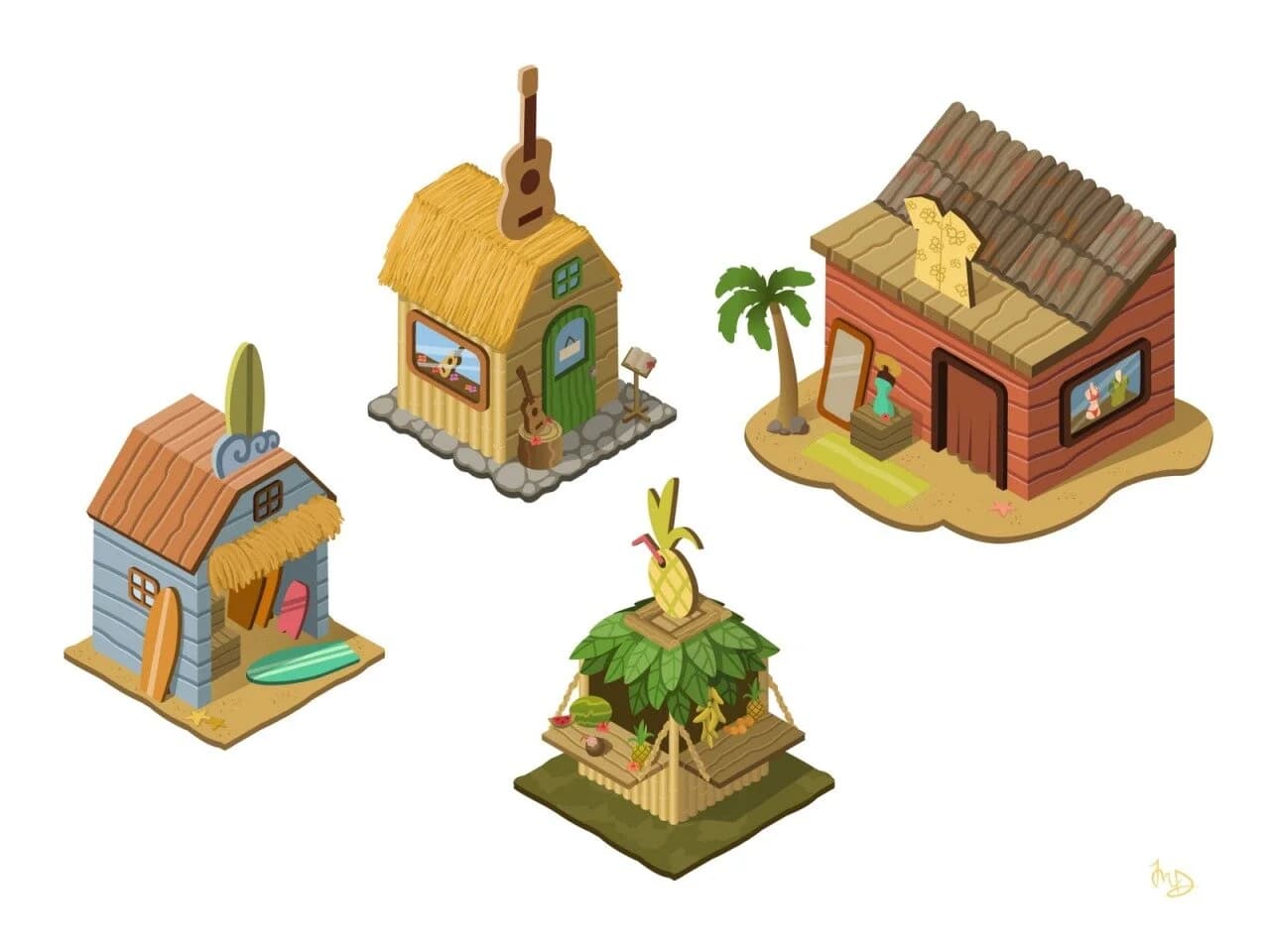 Casual gaming assets for a Tiki themed game.